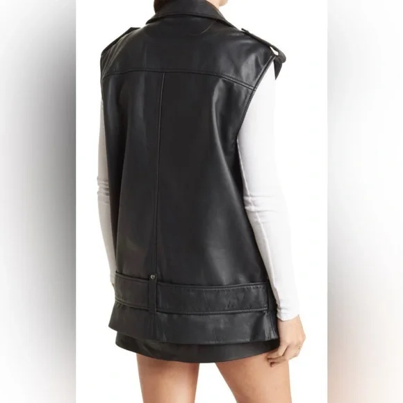 NWT Walter Baker Leather Edie Motorcycle Vest - Picture 3 of 3